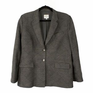 Vintage Armani Collezioni Grey Geometric Tweed Wool Silk Wool Blazer Jacket
